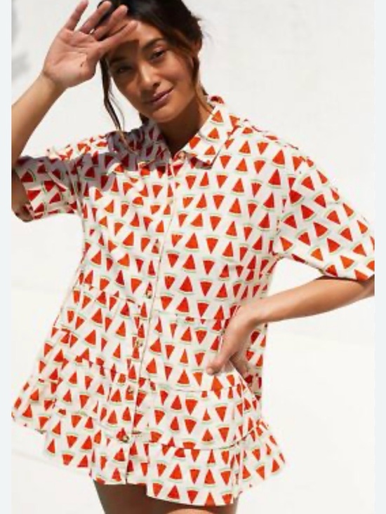 Maeve Tops - Maeve watermelon print tiered collar Blouse small